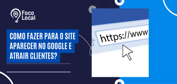 Capa sobre como fazer o site aparecer no Google e atrair clientes, com destaque visual para um endereço web.